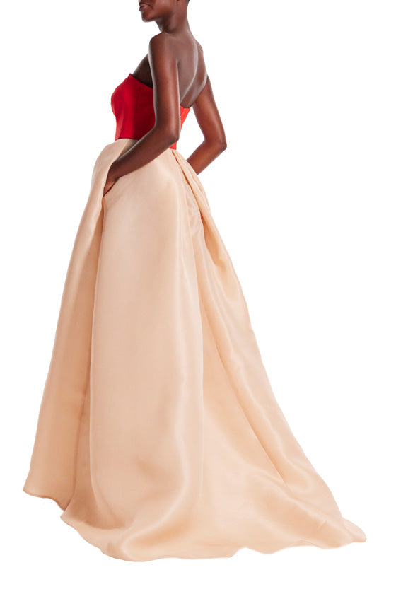 Monique Lhuillier Rouge bodice and nude bodice gown.