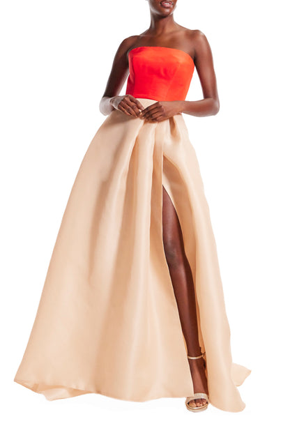 Monique Lhuillier Rouge bodice and nude bodice gown.