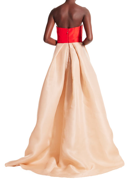 Monique Lhuillier Rouge bodice and nude bodice gown.