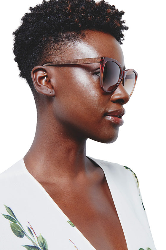 Audrey Chestnut Sunglasses - Model Side View