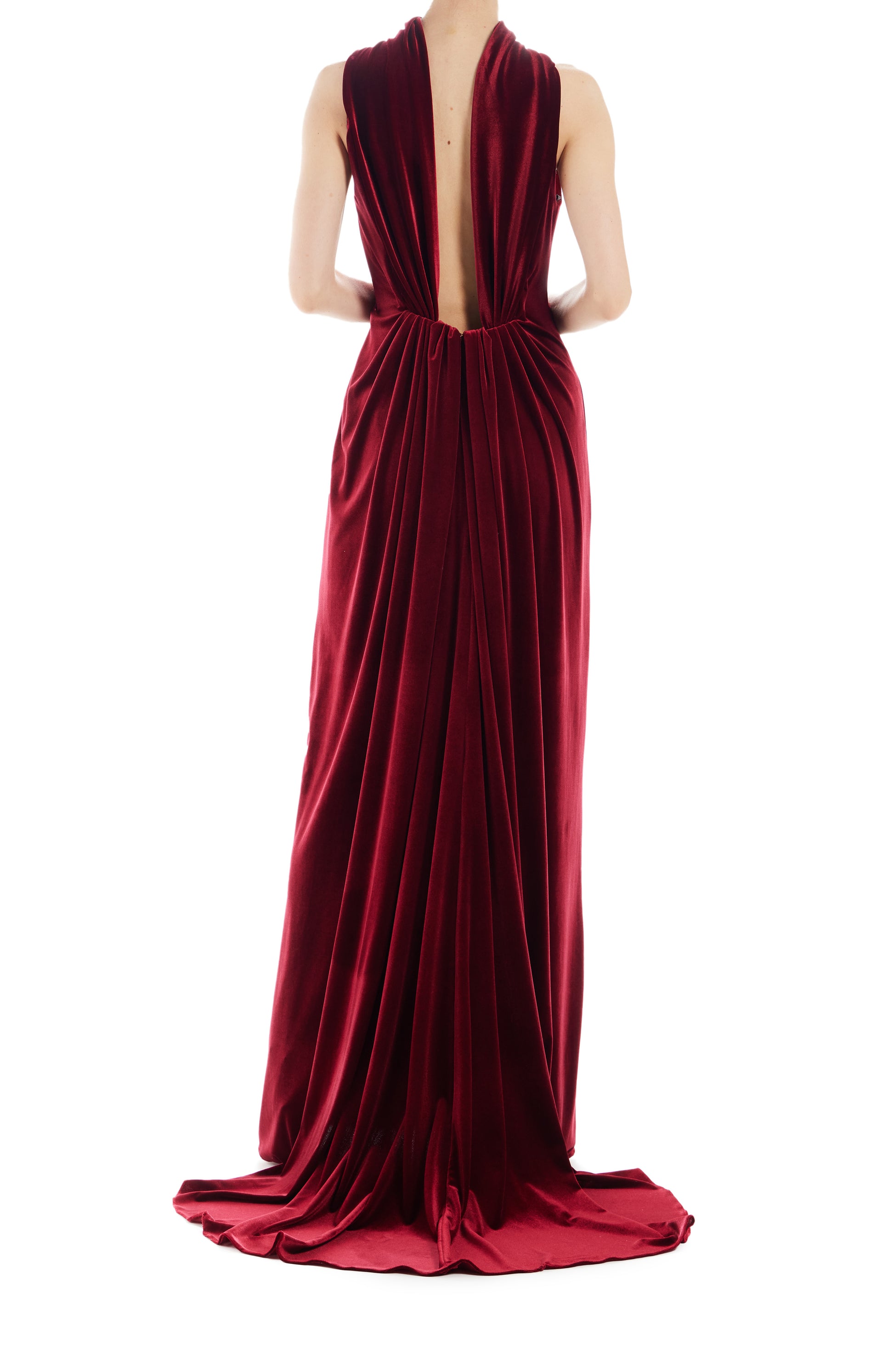 Plunging Back Draped Gown