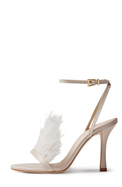 Monique Lhuillier Azalea Satin Sandal in Pearl