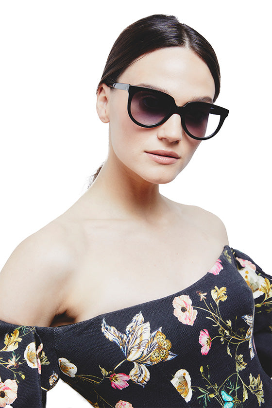 Grace Black Sunglasses - Model Front View