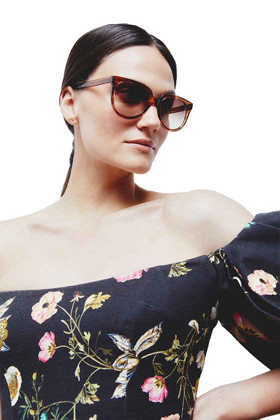 Grace Caramel Sunglasses - Model Side View