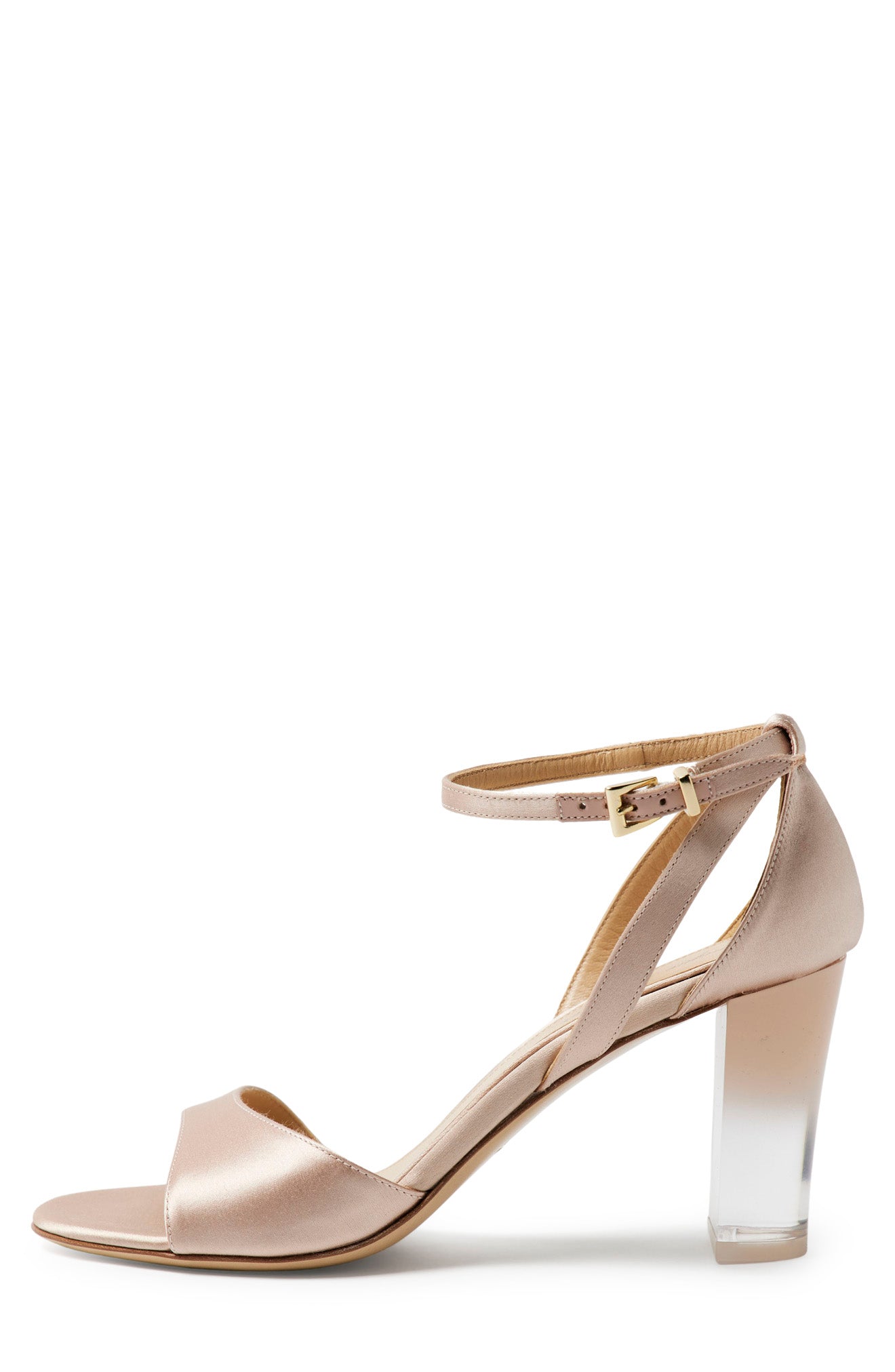 satin dress sandals Satin Block Heel Wedding Sandals with Scattered Pearls