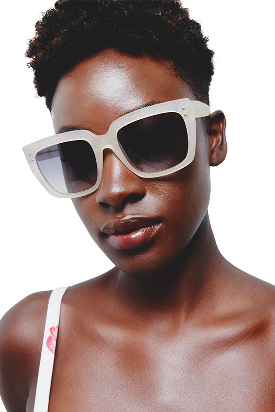 Julia Crystal White Sunglasses - Model Front View