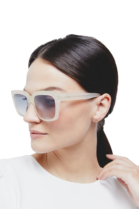 Julia Crystal White Sunglasses - Model Side View