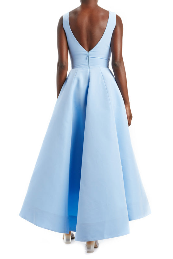 Sky Blue V-Neck Midi Dress