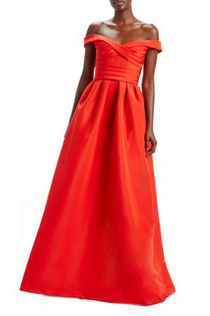 Off Shoulder Draped Bodice Gown