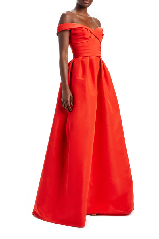 Off Shoulder Draped Bodice Gown