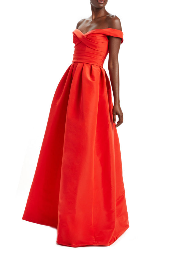 Off Shoulder Draped Bodice Gown