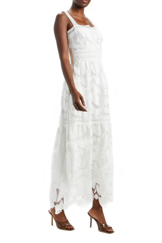 Guipure Lace Tiered Maxi Dress