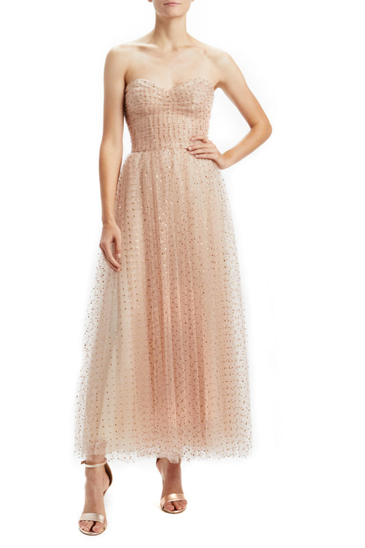 Rose Gold Dot Tulle Midi