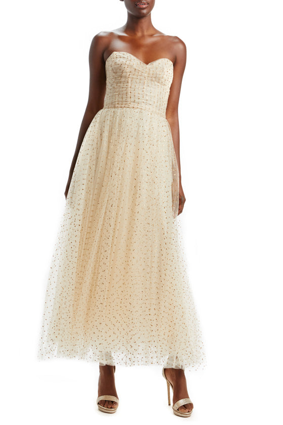 Champagne Dot Tulle Midi