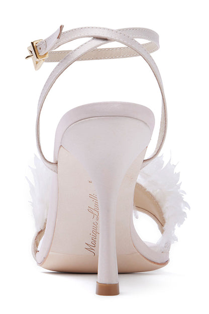 Monique Lhuillier Azalea Satin Sandal in Pearl 