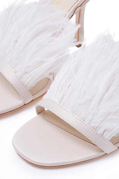 Monique Lhuillier Azalea Satin Sandal in Pearl 