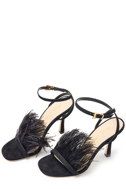 Monique Lhuillier Azalea Noir Satin Sandal