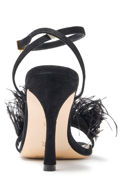 Monique Lhuillier Azalea Noir Satin Sandal