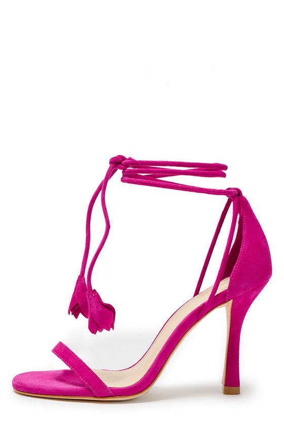 Fuchsia PVC Chunky Heel Sandals transparent Shoes Ankle Strap Sandals |FSJshoes