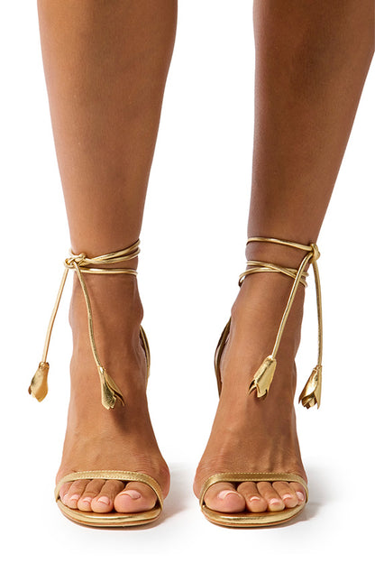 Monique Lhuillier Charlotte Gold Leather Sandal