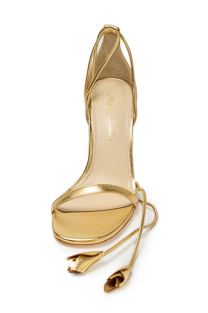 Monique Lhuillier Charlotte Gold Leather Sandal