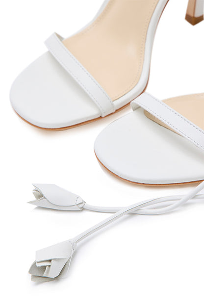 Monique Lhuillier Charlotte White Leather Sandal