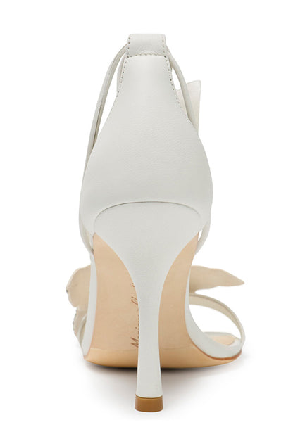 Monique Lhuillier Fleur White Leather Sandal