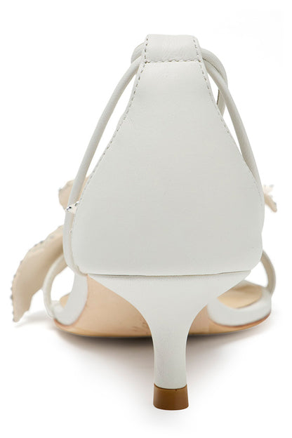 Monique Lhuillier Florette White Leather Sandal